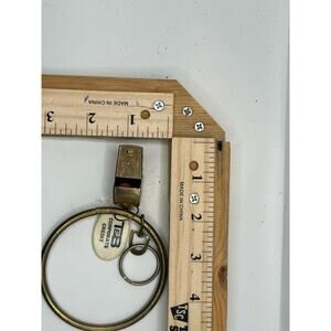 Vintage Brass Whistle Keychain with Large Ring Retro Collectible Gift